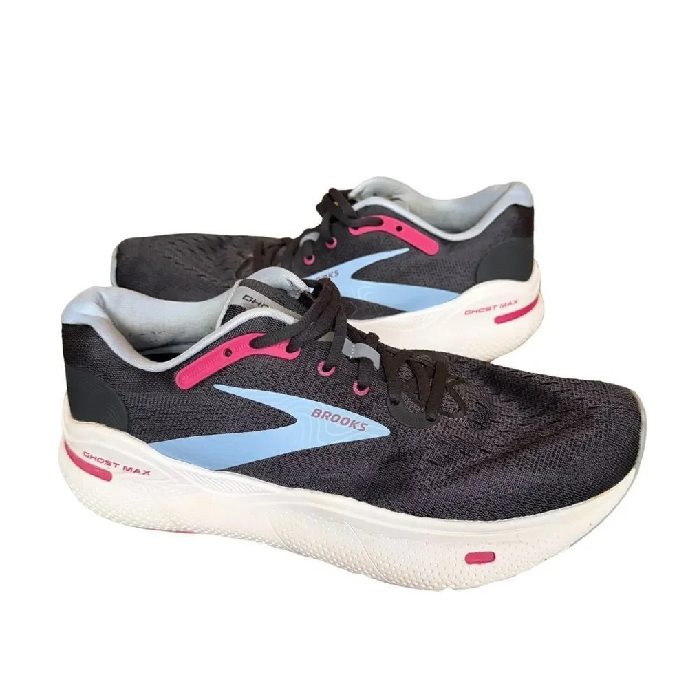 Brooks ghost max Women's Athletic Shoes - Black, Pink, and Blue size 10